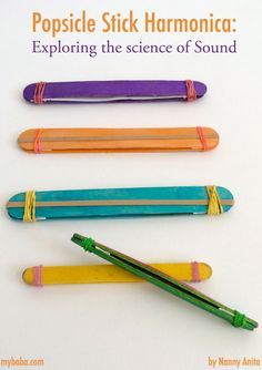 Let children explore the science of sound with this popsicle stick harmonica activity. Sound Science, Music Camp, Science Club, Wilde Westen, Preschool Music, Music Crafts, Music And Movement, Stem Projects, Popsicle Stick