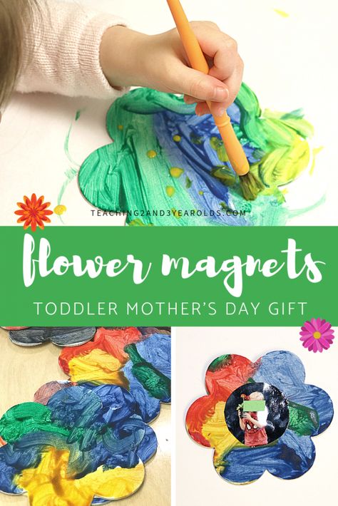 Looking for a super simple toddler Mother's Day gift? Paint a flower canvas piece, add the child's photo and a magnet, and you have a sweet keepsake for mom! #toddler #mothersday #gift #art #mom #paint #keepsake #magnet #AGE2 #teaching2and3yearolds Art Ideas For Toddlers, Ideas For Canvas, Paint Activities, Paint A Flower, Mother's Day Crafts For Kids, Mother's Day Theme, Easy Mother's Day Crafts, Art Mom, Cute Mothers Day Gifts