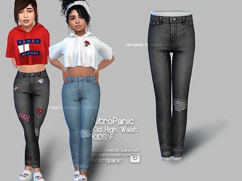 NitroPanic on Instagram: “High waist jeans for girls!! Do You guys want more cc for kids?  let me know on comments. ❤️❤️💕 Hope you enjoy!! , info @ nitropanic.net…” Sims 4 Toddler Clothes, Lotes The Sims 4, Die Sims 4, Sims Baby, Sims 4 Cc Kids Clothing, Intimo Calvin Klein, Sims 4 Children, Sims 4 Game Mods, Sims 4 Expansions