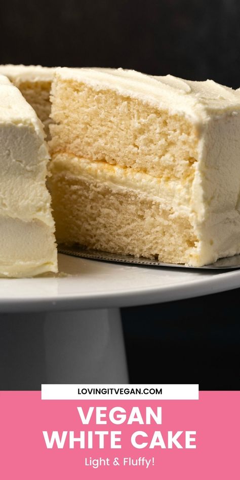 Vegan White Cake, Vegan Cake Frosting, White Buttercream Frosting, Homemade White Cakes, Vegan Vanilla Cake, Cake Mix Recipe, Vegan Birthday Cake, Vegan White Chocolate, Vegan Baking Recipes