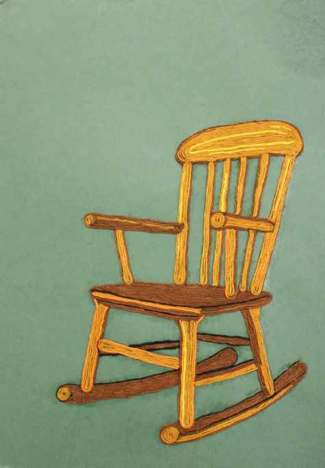 Wooden Chair Painting, Rocking Chair Drawing, Rocking Chair Illustration, Armchair Illustration, Cabin Tattoo, Chair Illustration, Chair Art, Chair Drawing, Mughal Art Paintings