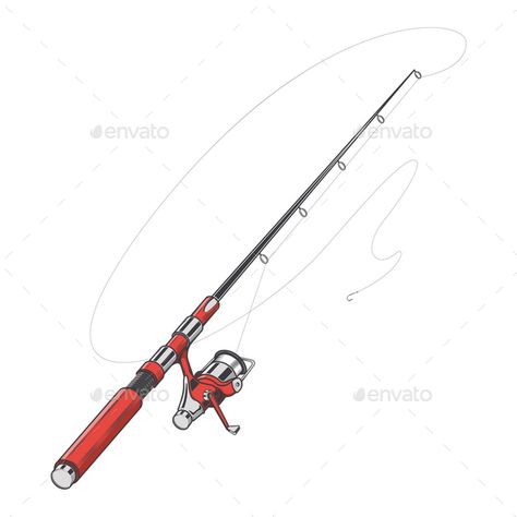 Fishing Rod Fishing Rod Art, Fishing Rod Illustration, Fishing Pole Drawing, Fishing Rod Drawing, Fishing Rod Tattoo, Tattoos For Dad Memorial, Drawing Retro, Fishing Boots, Ocean Images