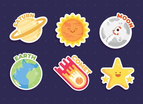 Cute Celestial Object Sticker Collection Celestial Objects, Card Collection, Sticker Collection, Vector Art, Vector Free, Royalty Free, For Free, Clip Art, Art