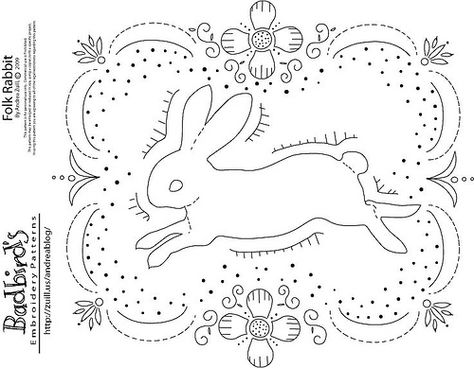 Pillowcase Embroidery Patterns, March Embroidery, Folk Rabbit, Embroidery Bunny, Spring Embroidery, Rabbit Embroidery, Art Rabbit, Green Cottage, Cottage Designs