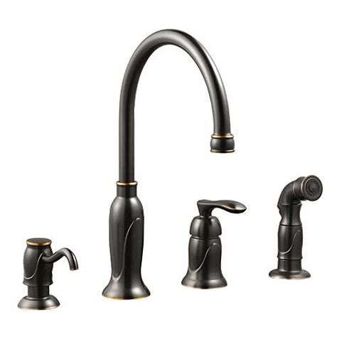 ad eBay - Find many great new & used options and get the best deals for Design House 525790 Madison Single-Handle Kitchen Faucet with Side Sprayer wi... at the best online prices at eBay! Free shipping for many products! Bronze Kitchen Faucet, Kitchen Faucet With Sprayer, Brass Kitchen Faucet, Single Handle Kitchen Faucet, Brass Kitchen, House Design Kitchen, Kitchen Faucets, Washing Dishes, Handle Design