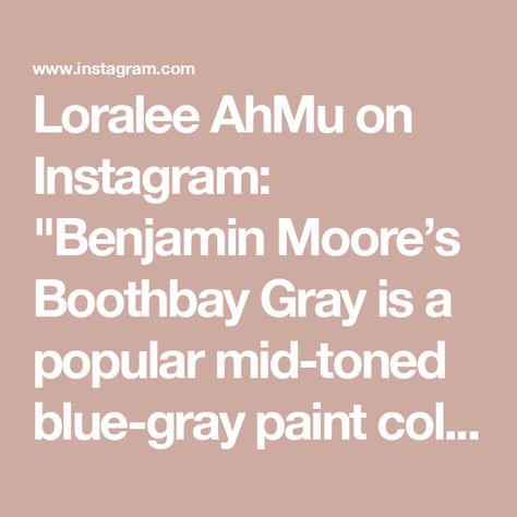 Loralee AhMu on Instagram: "Benjamin Moore’s Boothbay Gray is a popular mid-toned blue-gray paint color. The versatility of Boothbay Gray is one of its best attributes. It’s capable of complementing a variety of design aesthetics, from the sleek and modern to the rustic and coastal. It looks great with crisp whites and black accents. Try pairing it with materials like natural stone, light-grained woods, and metallic finishes—such as brushed nickel or polished chrome for an elegant look. As for lighting, Boothbay Gray will appear more vibrant and airy in bright lighting and more cozy and moody in limited light or during the evening hours. ✨ Have you used Boothbay Gray in your home? Let me know in the comments. ♥️ Tap that follow button for more paint color and decor inspiration. # Gray Blue Paint Colors Benjamin Moore, Blue Toned Gray Paint, Muted Blue Gray Paint Color, Benjamin Moore Silvery Blue, Pale Smokey Blue Paint, Blue Gray Paint Colors, Blue Gray Paint, Grey Paint Colors, Bright Lights