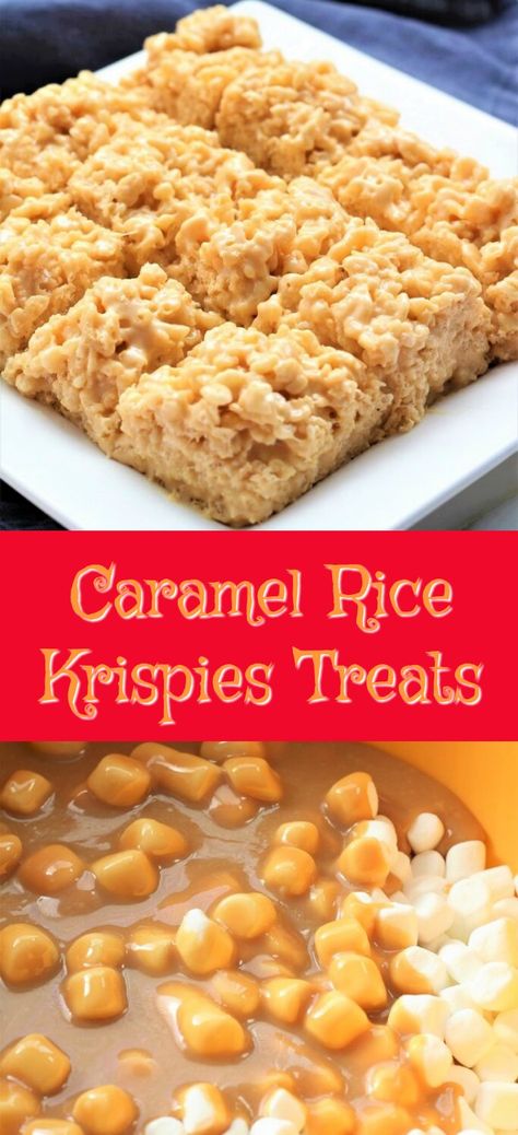 Caramel Rice Krispies, Caramel Rice Krispie Treats, Caramel Treats, Krispie Treats Recipe, Krispy Treats, Cereal Treats, Rice Krispy, Sea Salt Caramel, Rice Crispy Treats