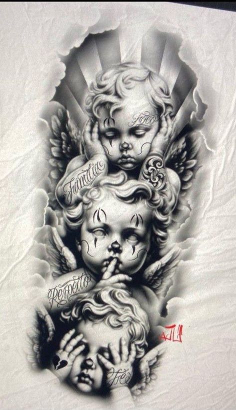 Xo Tattoo, Tattoo Bras Homme, Chicano Tattoos Sleeve, Cherub Tattoo, Omerta Tattoo, Realistic Tattoo Sleeve, Gangsta Tattoos, Arte Cholo, Chicano Style Tattoo