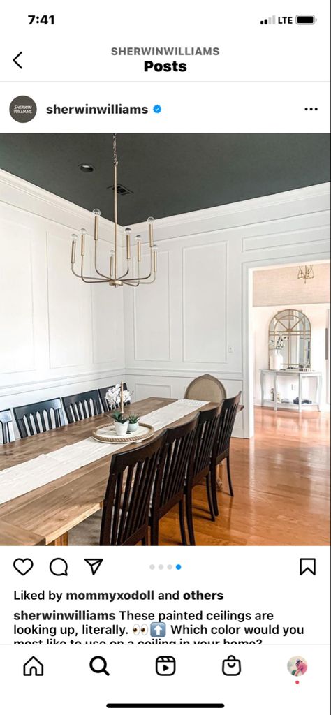 Iron Ore Ceiling, Sherwin Williams Iron Ore Vs Benjamin Moore Wrought Iron, Wrougt Iron Accent Wall Paint, Sw Iron Ore Accent Wall, Iron Mountain Vs Iron Ore Paint, Aw Iron Ore, Rod Iron, Iron Ore, Dining Room Paint