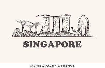 Singapore Skyline Illustration, Singapore Doodle, Lando Helmet, Singapore Sketch, Singapore Drawing, Singapore Illustration, Racial Harmony, Travel Highlight, Singapore Tattoo