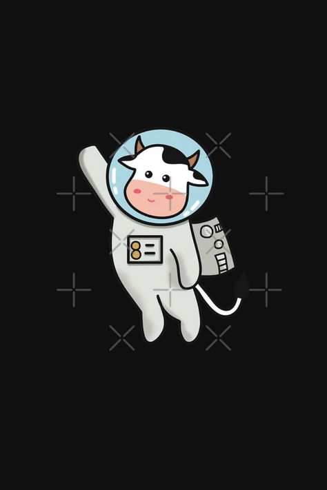 Space cow is ready for new adventures ! This cute little cow is happy to go to space. Follow him through his journey in space ! Cow Astronaut, Cows In Space, Animals In Space, Eclipses Art, Astronaut Illustration, Cow Drawing, Space Animals, Library Pictures, Gay Art