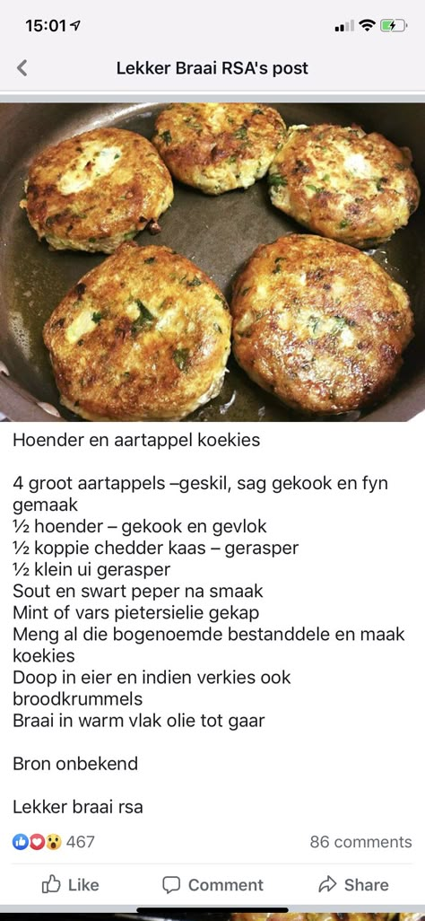 Suid Afrikaanse Resepte Afrikaans, Ligte Middag Etes, Vinnige Aandetes, Vleis Resepte, Vegetable Bake Recipes, Chicke Recipes, African Cooking, South African Recipes, Potato Cakes