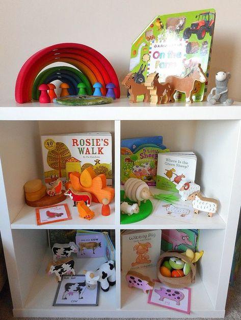 Bookish Play Ideas, Story Baskets Ideas, Story Shelves, Story Baskets, Book Area, School Toys, Toy Shelf, Eyfs Classroom, Early Years Classroom