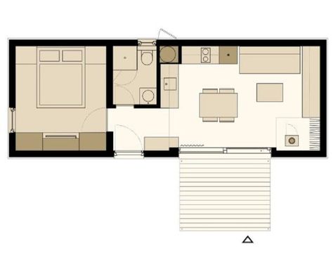 Modular Small Homes, Tiny House One Bedroom, Small House 1 Bedroom, One Bedroom Tiny House, Small Prefab Homes, Small House Bliss, Mobile House, Modern Prefab Homes, Tiny House Floor Plans