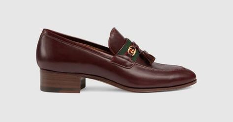 Gucci Loafer with Web and Interlocking G Gucci Luxury Round Toe Loafers, Gucci Moccasins, Luxury Brown Gucci Loafers, Gucci Slip-on Tassel Loafers For Business, Gucci Business Tassel Slip-on Loafers, Brown Gucci Slip-on Loafers, Gucci Campaign, Gucci Slides, Gucci Shirt