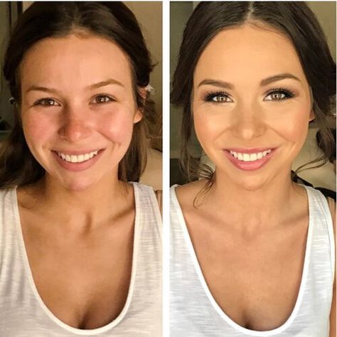 before-and-after-airbrush-makeup Bridesmaid Makeup Looks, Engagement Photo Makeup, Makeup Traditional, Airbrush Makeup Wedding, Airbrush Makeup Kit, Wedding Makeup Natural, Traditional Makeup, Wedding Makeup For Brunettes, Wedding Hairstyles And Makeup