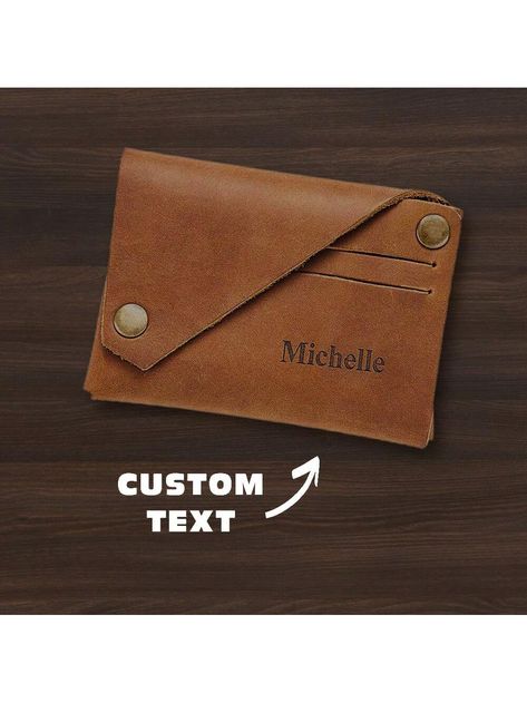 Brown  Collar  PU Leather   Embellished   Wallets & Cardholders Personalized Mens Wallet, Dad Wedding Gift, Birthday Gift For Dad, Money Holder, Custom Wallet, Personalized Fathers Day Gifts, Adjustable Bag, Men's Wallet, Pu Leather Wallet