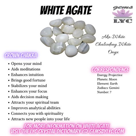 White Agate Crystal Meaning, White Agate Meaning, White Onyx Crystal Meaning, Agate Crystal Meaning, Crystal Cards, Healing Rocks, Crystal Healing Chart, Agate Meaning, Business Hacks