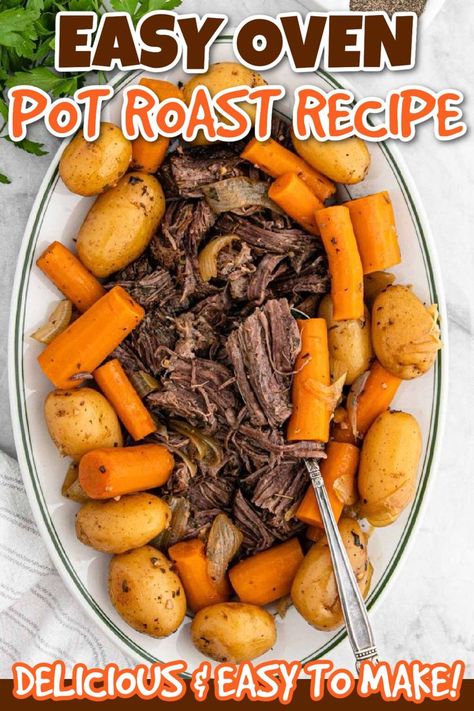 Oven Roast Beef, Dutch Oven Pot Roast, Dutch Oven Beef, Delicious Pot Roast, Oven Pot Roast, Roast Gravy, Sunday Dinners, Beef Chuck Roast, Easy One Pot Meals