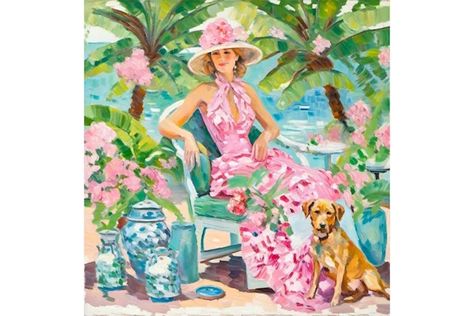 SophieClimaArt - Etsy Beach Afternoon, Preppy Painting, Fun Paintings, Beach House Colors, Maximalist Art, Key West Florida, Dog Beach, Dream Decor, Key West