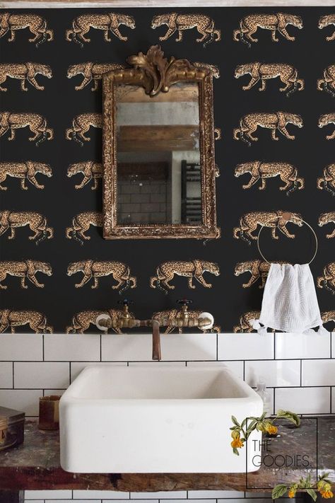 NEW Leopard wallpaper, Gepard, Animal print, Chic style wall mural, Removable wallpaper #68 Wallpaper Cheetah, Animal Print Bathroom, Wc Decoration, Downstairs Toilet, Cheetah Animal, Bathroom Wallpaper, Paper Wallpaper, Print Wallpaper, Leopards