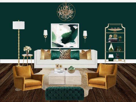 Color Combo Obsession: Designing With Green and Mustard Mustard Bedroom, Mustard Living Rooms, Night Watch, Gold Living Room, Salon Suites, Green Walls, Living Room Green, Dream Living, Green Rooms