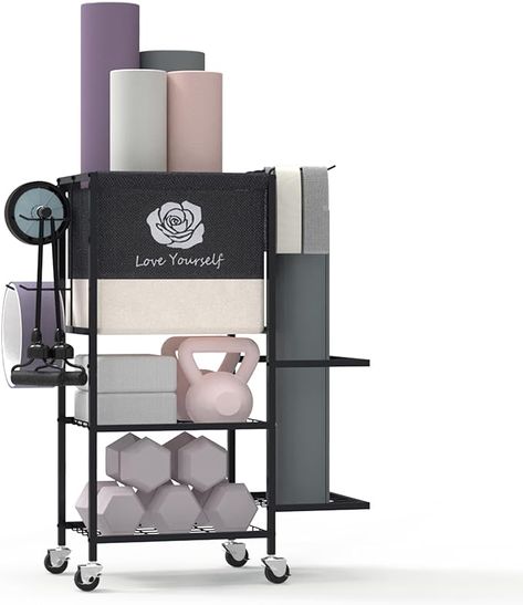 https://amzn.to/3Q7rowm Workout Equipment Storage, Yoga Storage, Home Gym Storage, Gym Storage, Home Gym Essentials, Yoga Mat Storage, Weight Rack, Equipment Storage, Yoga Strap