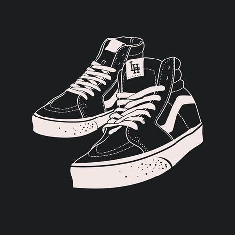 Hi Illustration, Sneakers Illustration, Sport Shoes Design, Sneakers Wallpaper, Shoes Wallpaper, Cartoon Shoes, Shoes Illustration, Shoe Design Sketches, Classic Vans