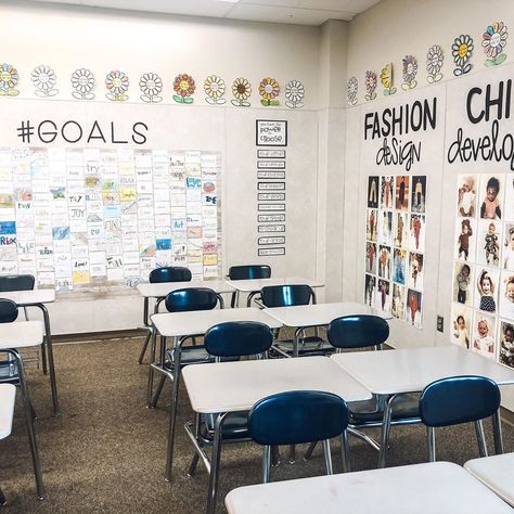 Ms. Bolier | FCS Teacher on Instagram: “Finally got 2nd semester students’ one word goals up & 2nd semester child development’s self talk flowers up as well! 🌻 My walls don’t feel…”  #teacher #classroom #classroomdecor #classroomsetup #goals #backtoschool Facs Classroom Decorations, Neutral Classroom Theme, Fcs Teacher, Business Classroom, Fcs Classroom, Cute Classroom Decor, Teacher Of Tiny Humans, Facs Classroom, Neutral Classroom