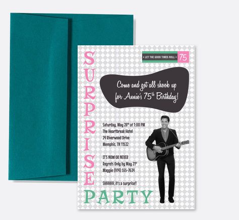 Elvis Presley Milestone Birthday Invitation Surprise Party | Etsy Elvis Presley Birthday, Fun Birthday Invitations, Elvis Birthday Party, Elvis Presley's Birthday, Elvis Party, Elvis Birthday, Milestone Birthday Invitations, 40 Birthday, Heartbreak Hotel