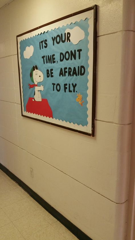 2015-2016 RA Bulletin Board Charlie Brown Bulletin Board Ideas, Snoopy Bulletin Board Ideas, Character Bulletin Boards, Brown Classroom, Charlie Brown Classroom, Peanuts Classroom, Teacher Vision Board, Teacher Core, Snoopy School