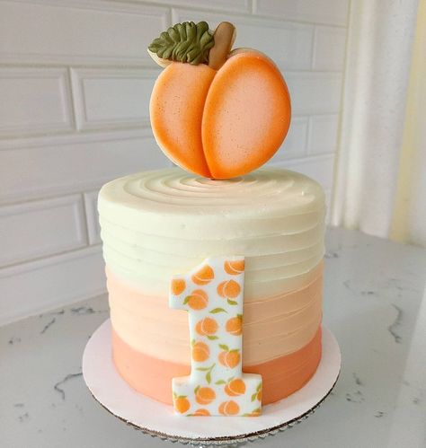 Peach 1st Birthday Party Cake, Sweet As A Peach Cake, One Sweet Peach Birthday Smash Cake, Peach Theme Cake Smash, Peaches 1st Birthday Party, Peach Smash Cake First Birthdays, Peach Birthday Cake Ideas, One Sweet Peach Birthday Cake Smash, Peach Theme Centerpieces