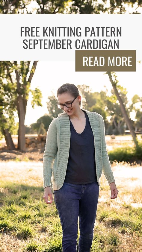 If you loved the youth version, you'll love the adult version of September Cardigan knitting pattern. And best of all, the pattern is FREE. Click to read more. #knittingpattern #freeknittingpattern #sweaterpattern #cardiganpattern Dk Cardigan Pattern Free Knitting, Plus Size Knit Cardigan Pattern Free, Cardigan Pattern Free, Knit Cardigan Pattern, The Cardigans, Sweater Patterns, Yarn Bee, Knitting Patterns Free Cardigans, Fitted Cardigan