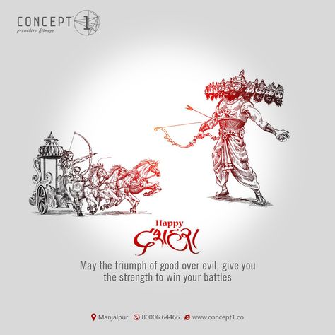 May the triumph of good over evil, give you the strength to win your battles Happy Dussehra..! #Concept1_Proactive_Fitness #Concept1_Gym #Hammerstrength #Lifefitness #Concept1 #ProactiveFitness #Workout #Dussehra #Vijayadashami #Navarathri #Dussehra2019 #FestivalsofIndia Dussehra Social Media Post, Dussehra Post, Dussehra Creative Ads, Tezhip Art, Good Over Evil, Navratri Wishes, Australia Visa, Beauty Advertising, Fashion Poster Design