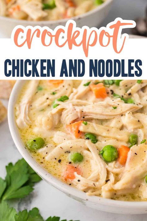 Easy Soups In A Crock Pot, Cream Of Chicken And Noodles, Reames Chicken And Noodles Crockpot, Crockpot Creamy Chicken Noodle Soup, Chicken And Noodles Crockpot, Crockpot Chicken Noodles, Easy Crockpot Chicken Noodle Soup, Chicken And Noodle Soup, Crockpot Chicken Noodle Soup