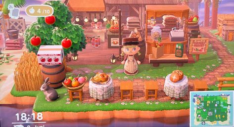 Farmers Market Animal Crossing, Animal Crossing Farmers Market, Acnh Farmers Market, Cottage Core Animal Crossing, Farmer Market, Acnh Ideas, Entrance Design, Cottage Core, Market Design