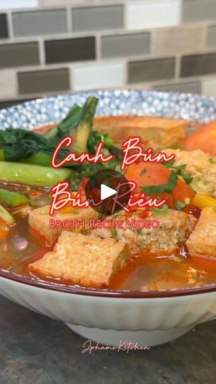 36K views · 1.6K reactions | ♨️ Broth Recipe ⬇️ Canh Bún | Bún Riêu 🍜

Canh Bún ➡️ serve with larger rice vermicelli noodles, boiled water spinach or yu choy

Bún Riêu ➡️ serve with smaller rice vermicelli noodles, fresh herbs, shredded water spinach and cabbage

~ Recipe ~

Shrimp & Crab Riêu
2 cups dried shrimp @khomarket soak until hydrated
2 cups large frozen shrimp (or crab meat)
4 Tbsp shallots
4 Tbsp garlic
1 large sweet yellow onions
5 stalks spring onions
1 jar (7oz) crab paste with bean oil
1 Tsp black pepper
3 Tsp chicken bouillon powder
1 Tsp sugar
2 Tbsp fish sauce
3 large eggs

Fried Tofu and Tomatoes mix
2 Tbsp garlic, minced
12 roma tomatoes, cut in halves 
3 (16 oz) firm tofu, cut & fried
1 jar (7oz) crab paste with bean oil
4 spring onions, cut into one inch length 

Bro Yu Choy, Chicken Bouillon Powder, Bouillon Powder, Eggs Fried, Recipe Shrimp, Water Spinach, Chicken Bouillon, Boiled Water, Firm Tofu