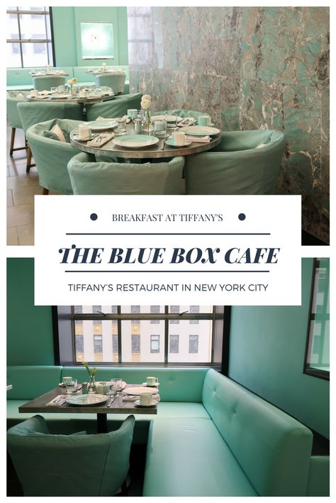 The Blue Box Cafe, Tiffany’s restaurant in New York City. Check out all the details about this spot! Blue Box Cafe Nyc, Tiffany Restaurant, Blue Box Cafe, Tiffany New York, Nyc Xmas, Nyc 2023, Cafe Nyc, Beautiful Restaurants, Blue Dining Room Chairs