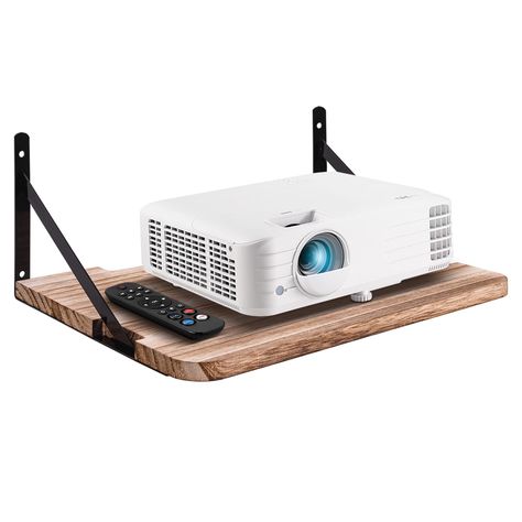 PRICES MAY VARY. [projector router,modem shelf] - Make messy projector,router tidy [Large Space ]-Internal use space:16.2" x 6.3" x 11" (L* H * D),There is enough space to place the router,modem,power strip [Convenient To Use]-Multiple routing holes，convenient to organize wires and cable [Quality materials]-Made by solid wood and metal,sturdy and environmentally friendly [Easy to assemble]-Assemble with screws Thank you for your attention to our products. It is used to store the projector router Family Room Projector, Projector In Living Room Set Up, Wall Projector Ideas Bedroom, Shelf For Projector, Projector Shelf Ideas, Projector In Living Room, Projector Holder, Polaroid Room, Mounted Projector