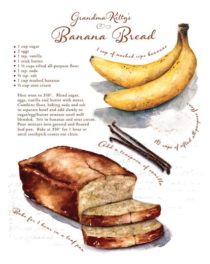 Bannan A Bread Recipe Easy 2 Banana, Basbusa Recipe, Soft Banana Bread Recipe, Recipe Artwork, Culinary Arts Recipes, Recipe Art, Homemade Cookbook, Motivasi Diet, Easy Banana Bread Recipe