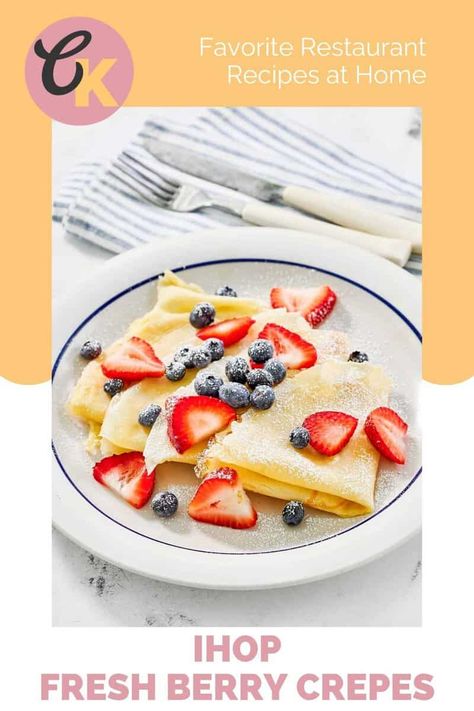 IHOP Fresh Berry Crepes are a tasty way to start the day. Get the easy copycat recipe and find out how to make the best crepes like IHOP. Homemade crepes topped with fresh berries are great for breakfast or brunch. Berry Crepes, Best Crepes, Reduced Balsamic Vinegar, Crepe Ingredients, Homemade Crepes, Nutella Crepes, Favorite Breakfast Recipes, Elegant Desserts, Copycat Restaurant Recipes