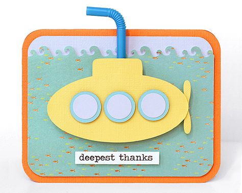 Lisa Storms card -Deepest Thanks Submarine Craft, Transportation Crafts, Punch Art Cards, Preschool Art Activities, Cricut Cards, Yellow Submarine, Punch Cards, Summer Crafts, Art Activities