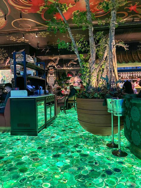 Trippy Restaurant, Fantasy Restaurant, Cool Restaurant Design, Venue Aesthetic, Instagrammable Restaurants, Disney Village, Restaurant London, Neon Jungle, Restaurant Themes