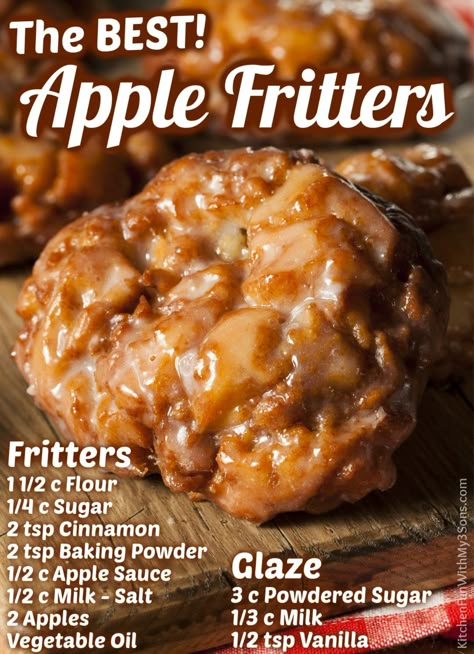 Easy Apple Fritters Recipe, Apple Fritters Recipe, Mango Desserts, Apple Fritter Bread, Apple Recipes Easy, Fritters Recipe, Apple Dessert Recipes, Breakfast Sweets, Fritter Recipes