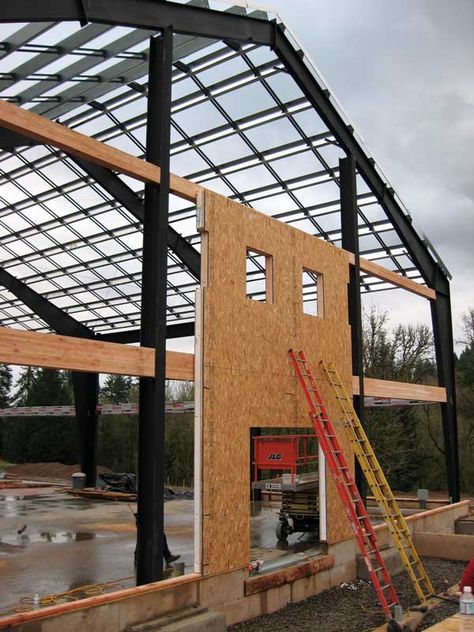 Metal Frame House Construction, Sip Panels Construction, Sip House Plans, Icf House Plans, 1 Bed House, Steel Frame Building, Sip Panels, Prefabricated Architecture, Pre Engineered Metal Buildings