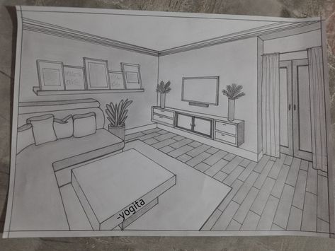 Living room in 2 point perspective with shading 2 Point Perspective Drawing Interior Living Rooms, 2 Point Perspective Bedroom, 2 Point Perspective Living Room, 2 Point Perspective Drawing Room, Room In 2 Point Perspective, 2 Point Perspective Interior, One Point Perspective Drawing Room, 2 Point Perspective Drawing Interior, Perspective Room Drawing