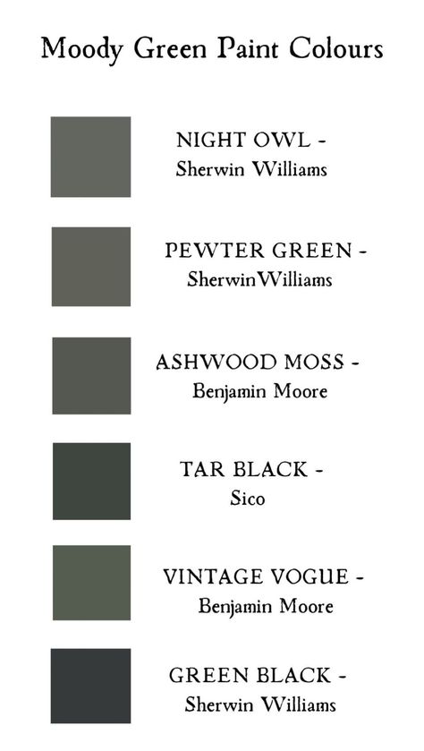 Benjamin Moore Green, Moody Design, Darkest Black Color, Dark And Moody, Green Paint Colors, Green Paint, Vintage Vogue, Black Charcoal, Base Colour