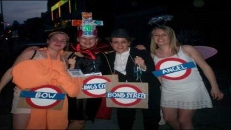 26 London Tube Station Fancy Dress Ideas | Student Beans: Tube Station Fancy Dress, London Underground Fancy Dress, London Tube Station Fancy Dress, Underground Party, Fancy Dress Ideas, Black Monks, London Theme, London Underground Stations, London Tube