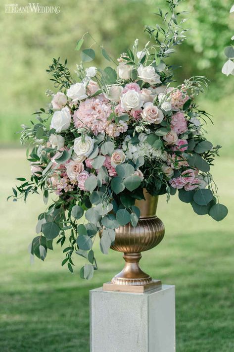 Blush Garden Wedding, Altar Flowers Wedding, Large Floral Arrangements, Altar Flowers, Large Flower Arrangements, Aisle Flowers, Blush Wedding Flowers, Church Flower Arrangements, Garden Wedding Inspiration