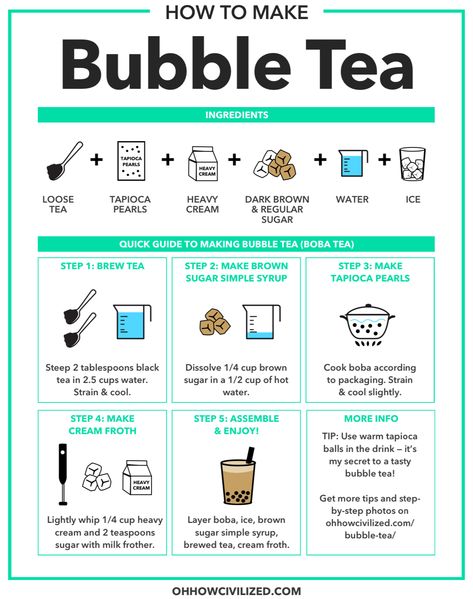 Jasmine Boba Tea Recipe, Best Boba Drinks To Order, Fruity Boba Tea Recipe, Drinks To Put Boba In, Bobo Tea Recipe, Bobba Tea Diy, Bubba Tea Recipes, Homemade Bubble Tea Recipes, How To Make Milk Tea Boba